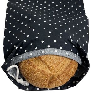 Vintage Retro Black & White Bread Bag, Reusable Sourdough Storage Bread Keeper